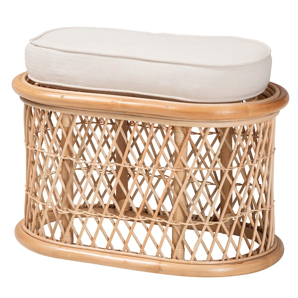 Bali & Pari Ladonna Bohemian Natural Rattan Ottoman Footstool - 244-13667-ZORO