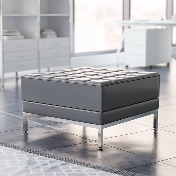 Flash Furniture Hercules Imagination Series Gray Leathersoft Ottoman - ZB-IMAG-OTTOMAN-GY-GG