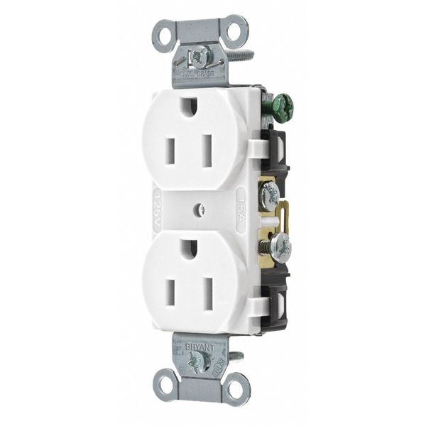 Receptáculo Zoro Select, 15 A Amperios, 125V AC, montaje empotrado, toma de corriente doble estándar, 5-15R, Blanco - CRS15W