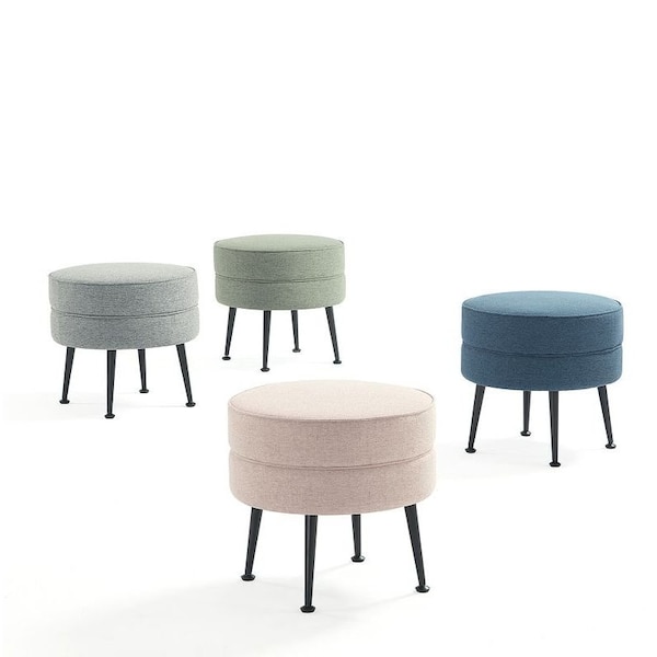 Manhattan Comfort Bailey Ottoman in Multicolor with Black Feet, 4PK - 4-OT003-BK