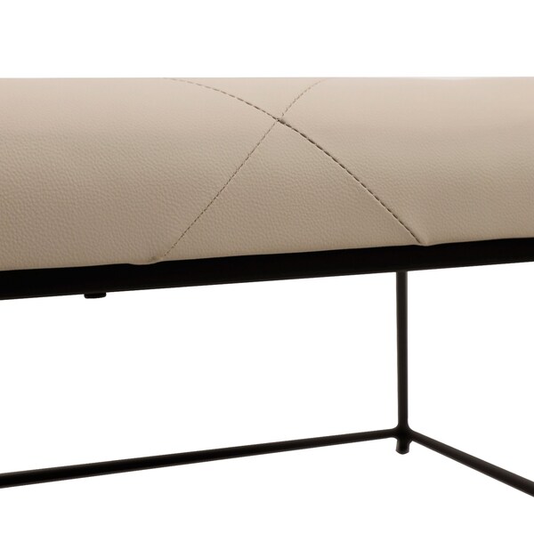 Flash Furniture Ashton 30 Square LeatherSoft Tufted Ottoman with Metal Frame, Beige LeatherSoft/Black Frame - WX-TY-101-BG-LT-BLK-GG