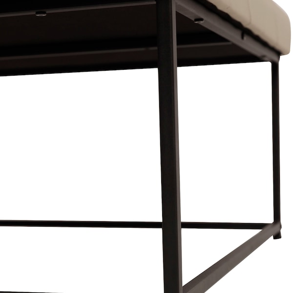 Flash Furniture Ashton 30 Square LeatherSoft Tufted Ottoman with Metal Frame, Beige LeatherSoft/Black Frame - WX-TY-101-BG-LT-BLK-GG