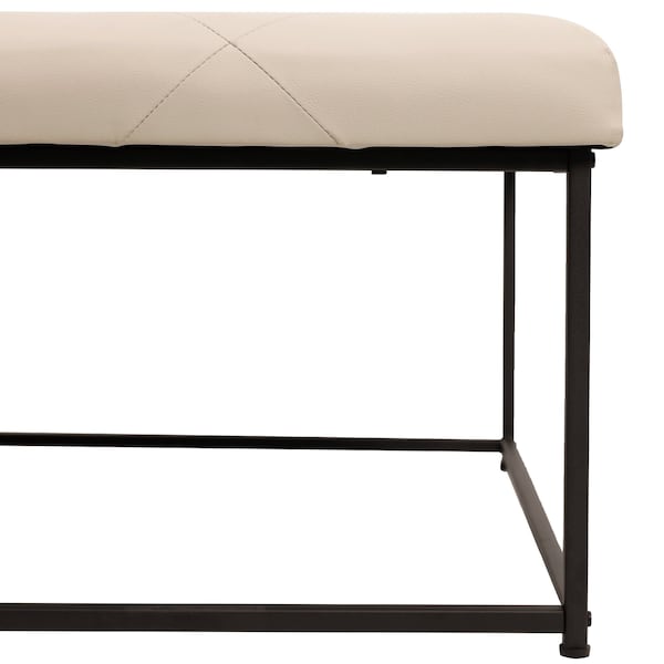 Flash Furniture Ashton 30 Square LeatherSoft Tufted Ottoman with Metal Frame, Beige LeatherSoft/Black Frame - WX-TY-101-BG-LT-BLK-GG