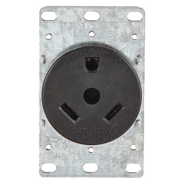 Receptáculo Hubbell, 30 A Amperios, 125V AC, Montaje al Ras, Salida Única, TT-30R, Negro - HBLTT30R