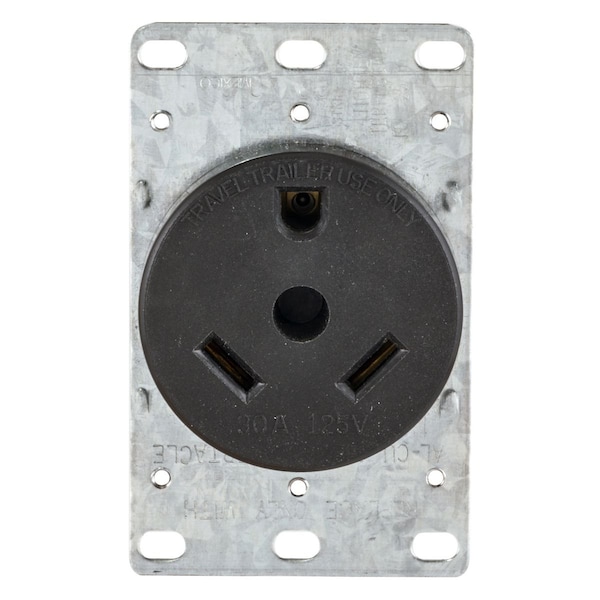 Receptáculo Hubbell, 30 A Amperios, 125V AC, Montaje al Ras, Salida Única, TT-30R, Negro - HBLTT30R