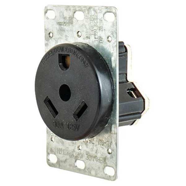 Receptáculo Hubbell, 30 A Amperios, 125V AC, Montaje al Ras, Salida Única, TT-30R, Negro - HBLTT30R