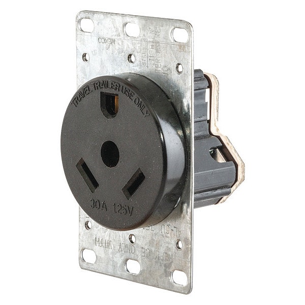 Receptáculo Hubbell, 30 A Amperios, 125V AC, Montaje al Ras, Salida Única, TT-30R, Negro - HBLTT30R
