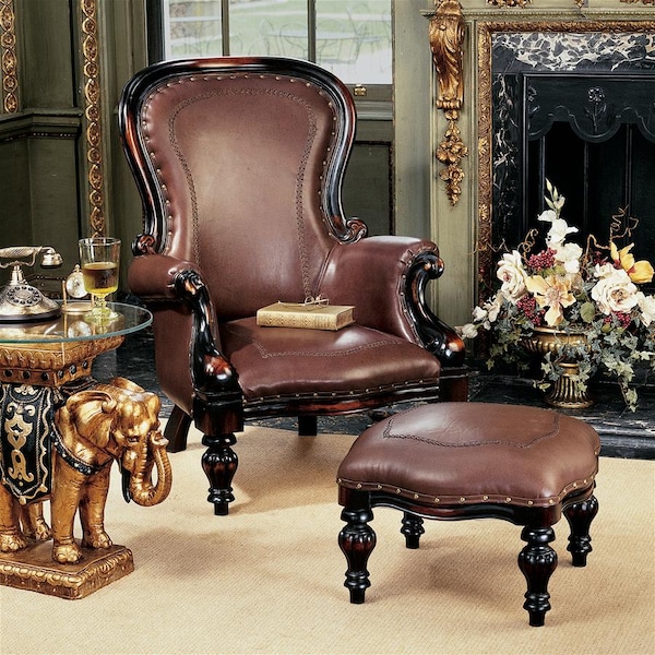 Design Toscano Victorian Rococo Faux Leather Ottoman - AF71123