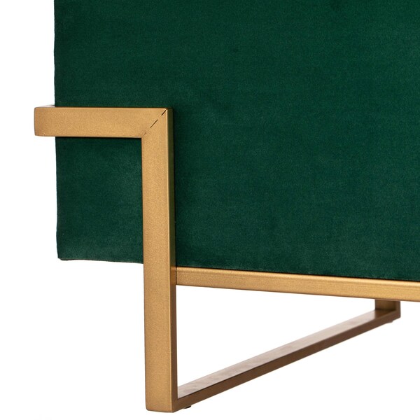 Fabulaxe Velvet Storage Ottoman Stool Box with Abstract Golden Legs - Decorative Sitting Bench, Green Large - QI003939.GN.L