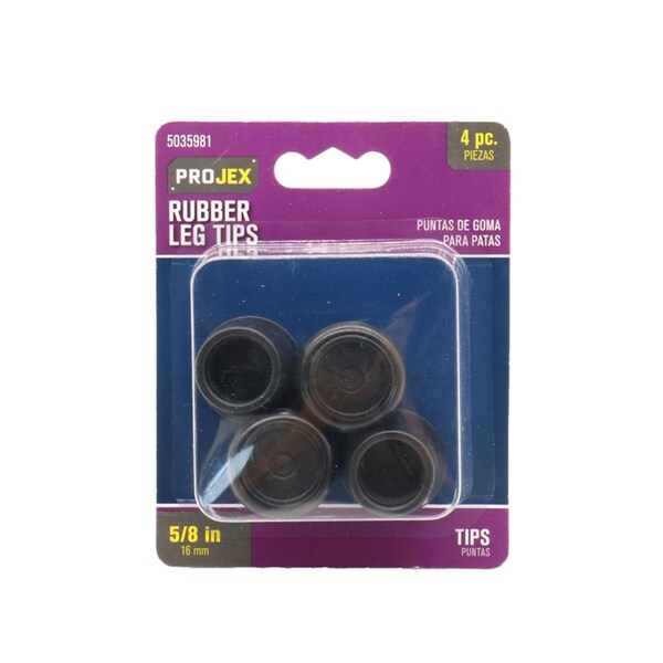 Kd Gabinetes 0.625 in. Rubber Leg Tip Black Round, 4PK - KD3305889