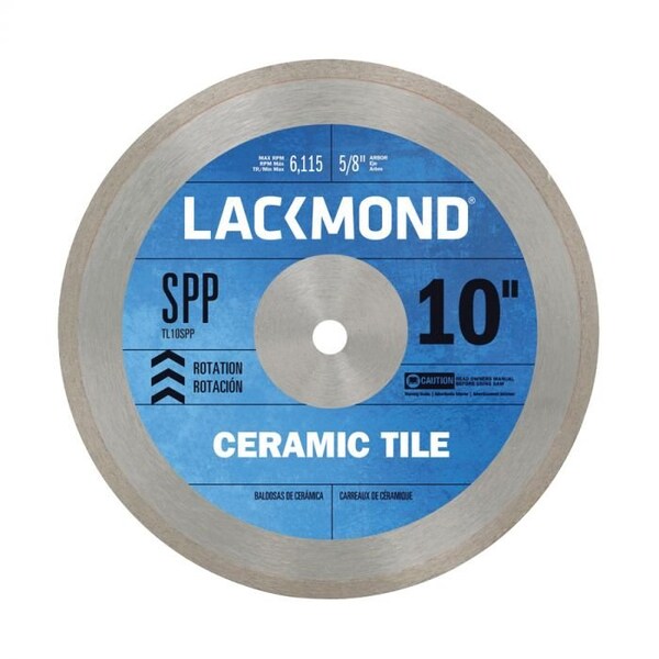 Lackmond Diamond Blade, Continuous Rim, Series SPP, 10 Diameter Blade, 58 ArborShank, 006 Cutting W - TL10SPP
