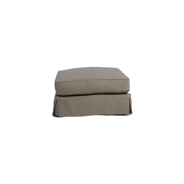 Finefabrics 18 x 33 x 25 in. Horizon Slipcovered Ottoman Light Grey - FI1209176