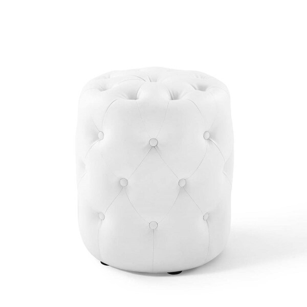 Modway Furniture Amour Tufted Button Round Faux Leather Ottoman White - EEI-3777-WHI
