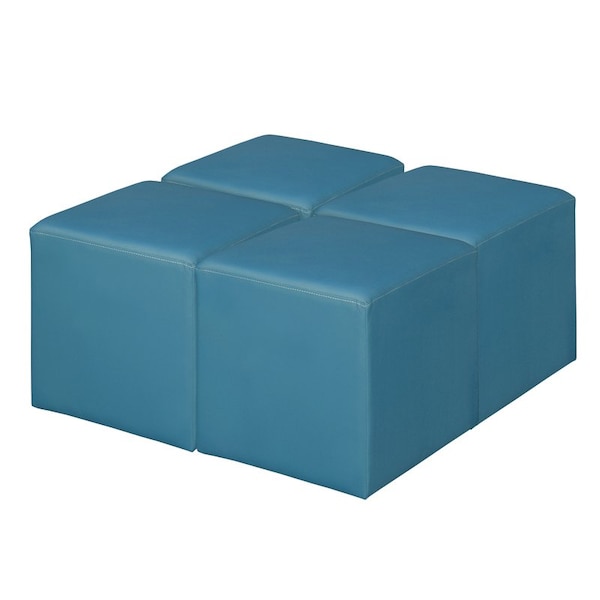 Regency Jean Square Vinyl Ottoman (Set of 4)- Peacock Teal - N6263PT4PK