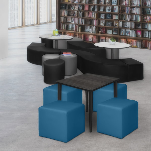 Regency Jean Square Vinyl Ottoman (Set of 4)- Peacock Teal - N6263PT4PK