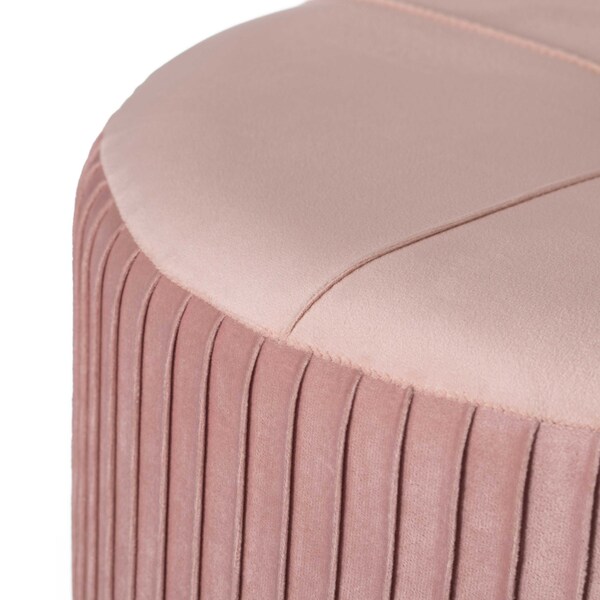 Fabulaxe Round Velvet Ottoman Stool Raised with Hairpin Gold Base, Pink, Medium - QI004324.PK.M
