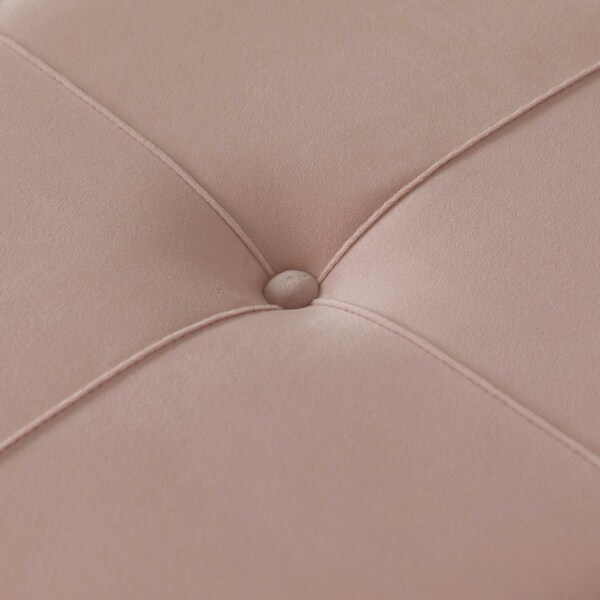 Fabulaxe Round Velvet Ottoman Stool Raised with Hairpin Gold Base, Pink, Medium - QI004324.PK.M