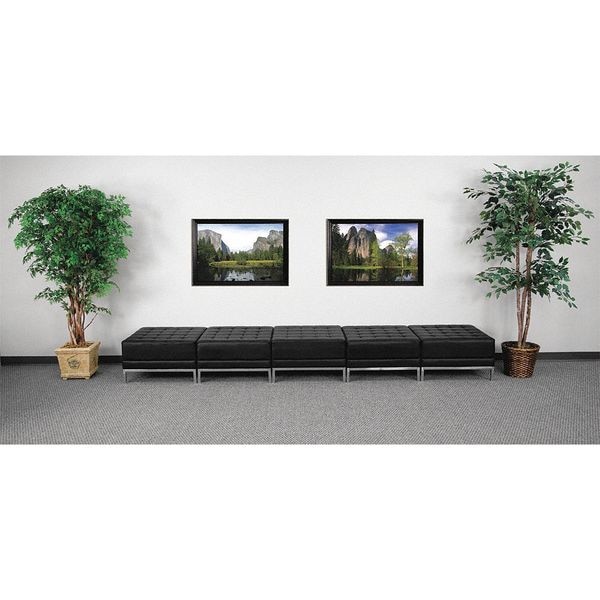 Flash Furniture Ottoman, 28" x 17", Upholstery Color: Black, Frame Material: Stainless Steel - ZB-IMAG-OTTO-5-GG