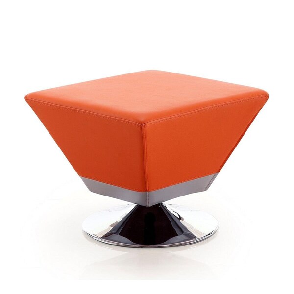 Designed To Furnish Diamond Orange & Polished Chrome Swivel Ottoman, 15.7 x 19.7 x 19.7 in. - DE2616385