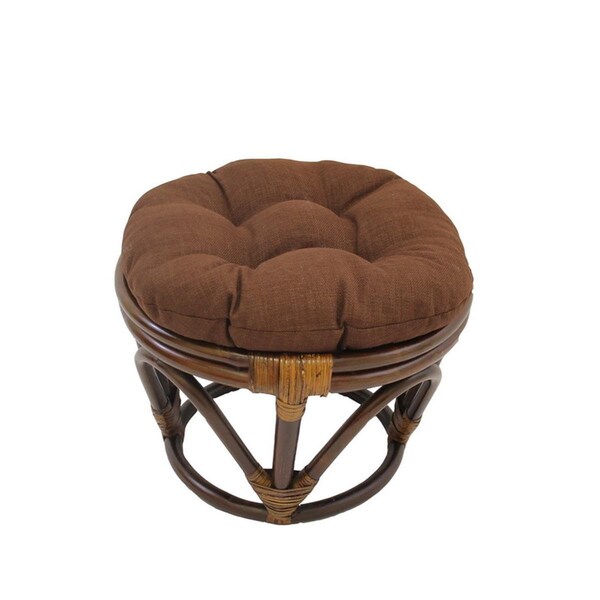 International Caravan Rattan Ottoman with Outdoor Fabric Cushion, Cocoa - 3301-REO-S10