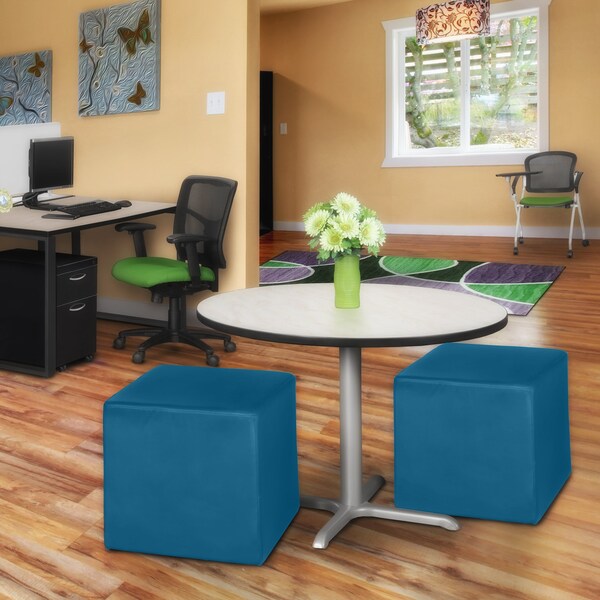 Regency Jean Square Vinyl Ottoman (Set of 2)- Peacock Teal - N6263PT2PK