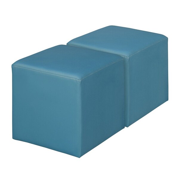 Regency Jean Square Vinyl Ottoman (Set of 2)- Peacock Teal - N6263PT2PK