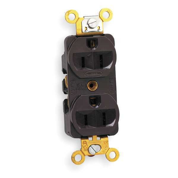 Contacto doble Hubbell 15A 125VAC 5-15 R BN - HBL5252