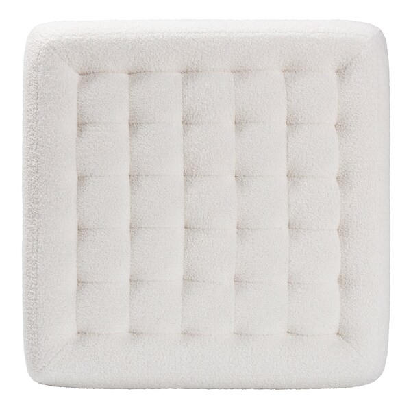 Baxton Studio Athena Modern and Contemporary Ivory Boucle Upholstered and Black Finished Wood Square Ottoman - 220-12867-ZORO