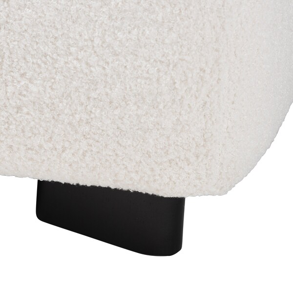 Baxton Studio Athena Modern and Contemporary Ivory Boucle Upholstered and Black Finished Wood Square Ottoman - 220-12867-ZORO