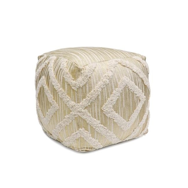 Pasargad Home Pasargad Home PPF-064-1GLD Grand Canyon Cotton Pouf - Gold Foiled - 17.75 x 17.75 x 17.75 in. - PPF-064-1GLD
