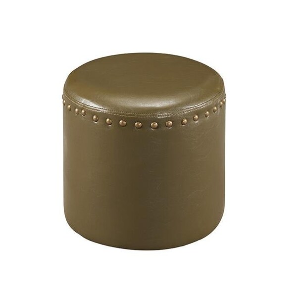 Kb KB 3217-GR Faux Leather Round Ottoman - Green - 3217-GR
