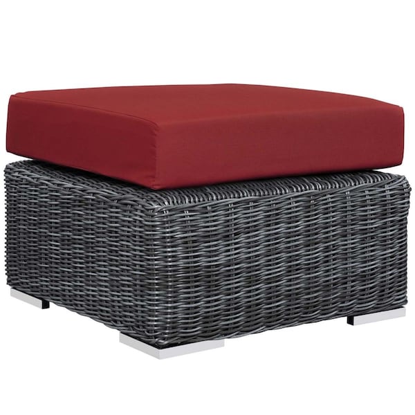 Modway Furniture 17.5 x 26 in. Summo Outdoor Pati Sunbrella Ottoman Canvas & Red - EEI-1869-GRY-RED