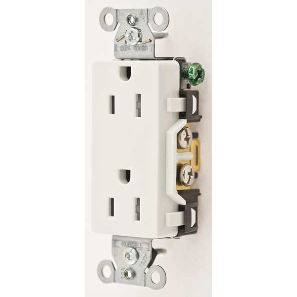 Receptáculo decorativo dúplex Hubbell de 15A 125VAC 5-15R blanco - DR15WHITR