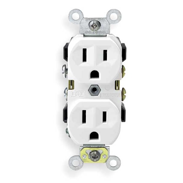 Receptáculo dúplex de 15A de Hubbell 125VAC 5-15R BLANCO - HBL5252W