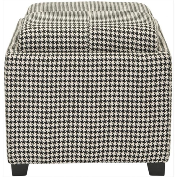Safavieh Carter Polyester Tray Ottoman - Black and White Hounds Tooth - HUD8233J