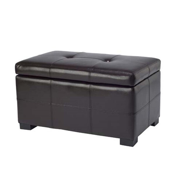 Safavieh Small Brown Maiden Tufted Brown Leather Storage Ottoman - HUD8230A