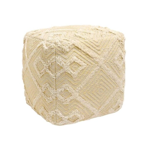Pasargad Home Grandcanyon Cotton Pouf Yellow - PPF7811