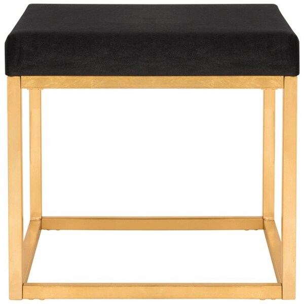Safavieh 20 x 21 x 21 in. Rowan Contemporary Glam Velvet Square Ottoman, Black - FOX6288A