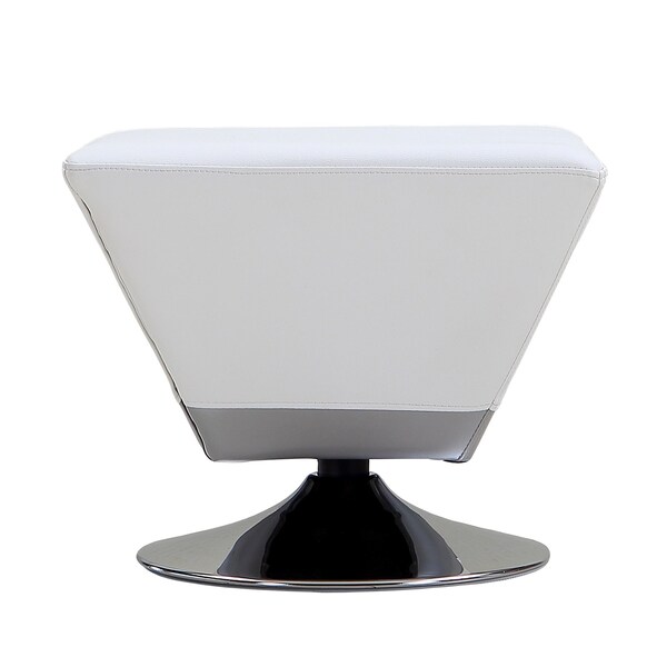 Manhattan Comfort Diamond Swivel Ottoman in White and Polished Chrome - OT002-WH