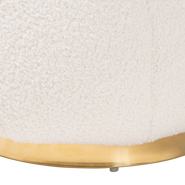 Baxton Studio Raelynn Modern and Contemporary Ivory Boucle Upholstered and Gold Metal Ottoman - 220-12869-ZORO
