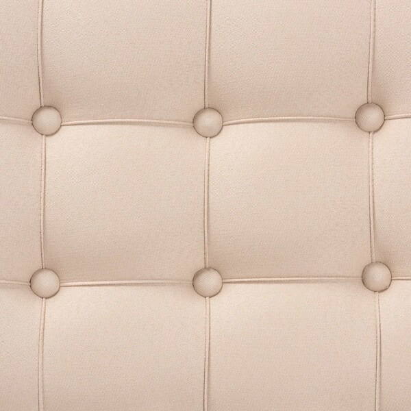 Baxton Studio Hedia Contemporary Glam and Luxe Beige Fabric Upholstered and Silver Finished Wood Ottoman - 213-12264-ZORO