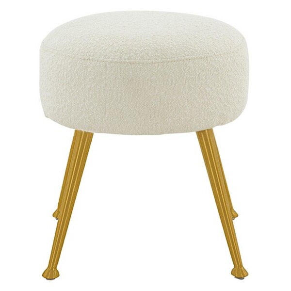 Safavieh Anna Sheepskin Ottoman, Ivory & Gold - SFV4747D