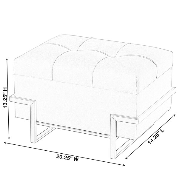 Fabulaxe Large Tufted Minimalist Rectangular Velvet Storage Ottoman with Gold Metal Legs, Pink - QI003939.PK