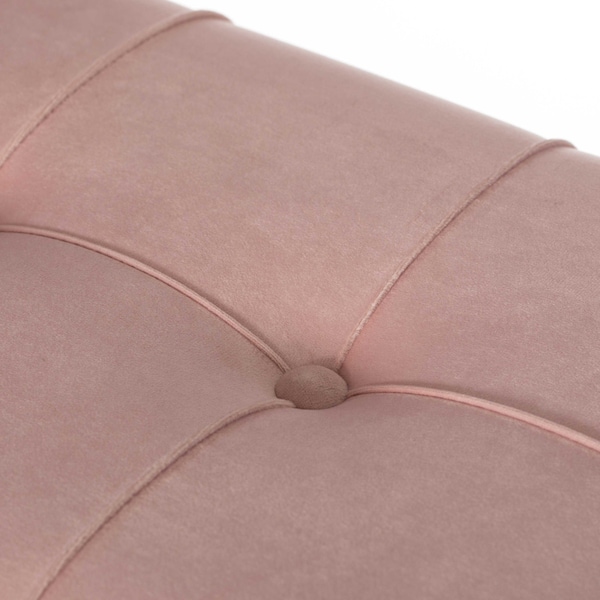 Fabulaxe Large Tufted Minimalist Rectangular Velvet Storage Ottoman with Gold Metal Legs, Pink - QI003939.PK