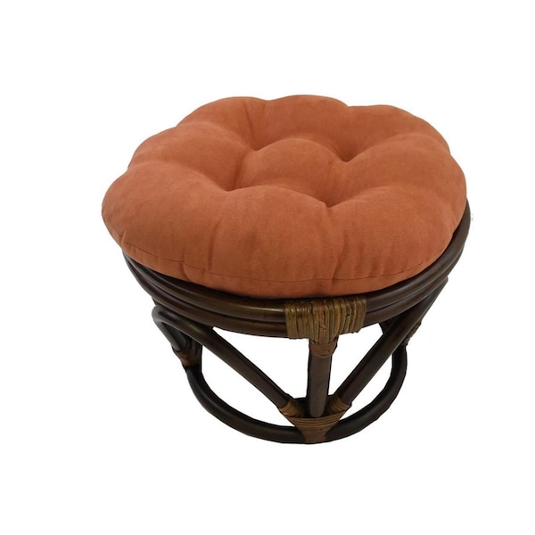 International Caravan Rattan Ottoman with Micro Suede Cushion, Spice - 3301-MS-SP