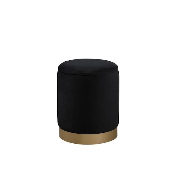 Elegant Decor Elegant Decor OT1015BK 14 in. Ozman Round Ottoman; Black - OT1015BK