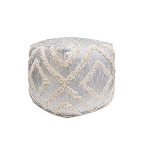 Kd Vestidor Grand Canyon Cotton Pouf - Silver Foiled - 17.75 x 17.75 x 17.75 in. - KD2637138