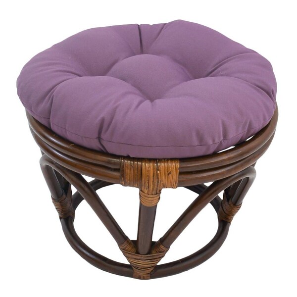 International Caravan Rattan Footstool with Twill Cushion, Grape - 3301-TW-GP
