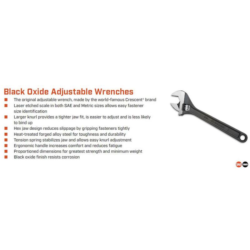 Llave ajustable Crescent de 18 pulgadas con recubrimiento de óxido negro - AT218BK