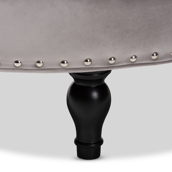 Baxton Studio Palfrey Gray Velvet Upholstered Button Tufted Cocktail Ottoman - 151-9360